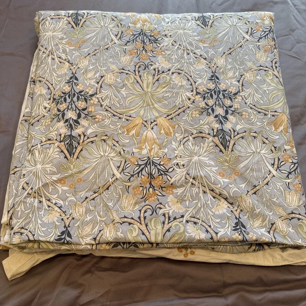William MORRIS & CO. QUEEN Duvet Cover, 2 Cases WOODLAND WEEDS Blue green Floral